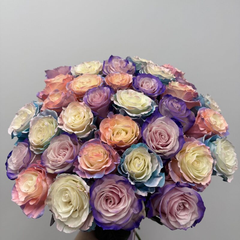 bukiet z kolorowych róż mix