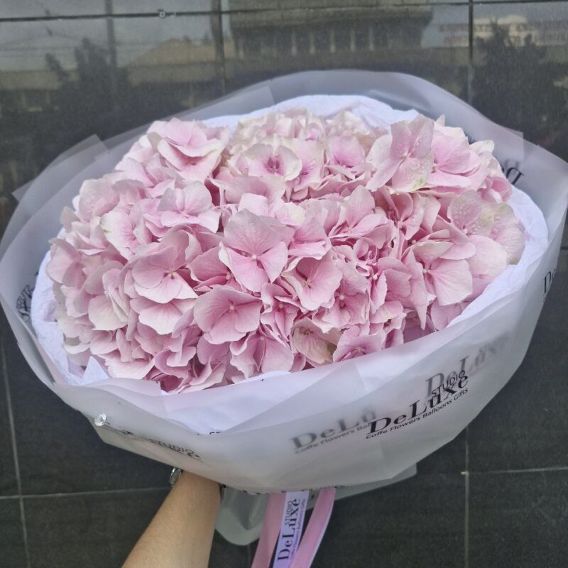 różowa hortensja bukiet Poznań