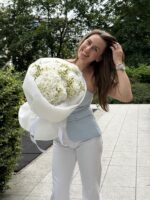 Bukiet z hortensji, tanacetuma, eustomy - obrazek 2