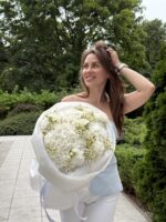 Bukiet z hortensji, tanacetuma, eustomy - obrazek 3