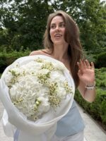 Bukiet z hortensji, tanacetuma, eustomy - obrazek 4