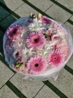 Bukiet z hortensji, gerber i eustom – elegancki bukiet kwiatów w pastelowych odcieniach