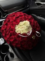 bukiet 101 róż biało-czerwony Deluxe