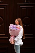 Bukiet z hortensji,goździków, eustomy, gipsówki - obrazek 4