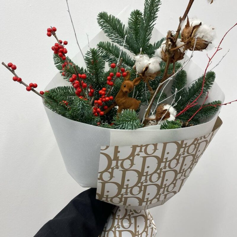 Świąteczny bukiet z jodły, bawełny i gałązek | Poznań