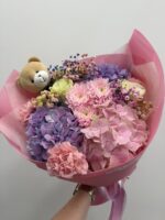 Bukiet z hortensji, goździków, chryzantem i gipsówki| Poznań