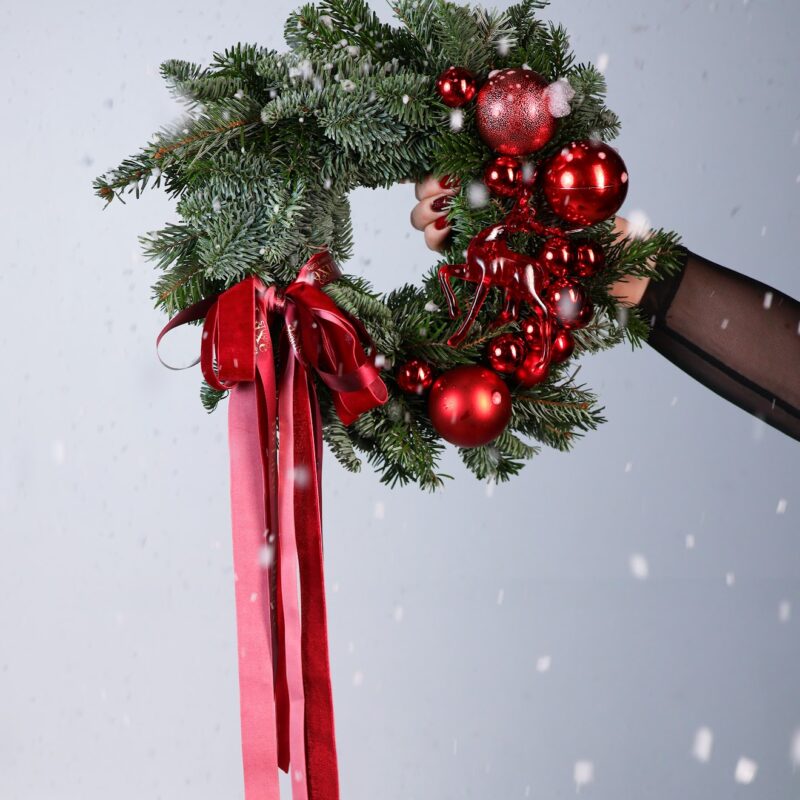 Wianek adwentowy z żywego nobilisa Boże Narodzenie | Studio Deluxe