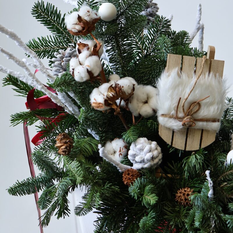 Stroik świąteczny z nobilisu w czerwonej misie – Studio Deluxe