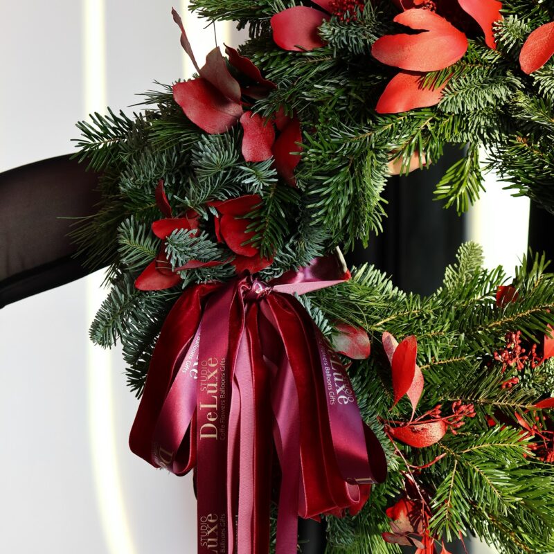 Wianek adwentowy z żywego nobilisa + pudełko – Studio Deluxe