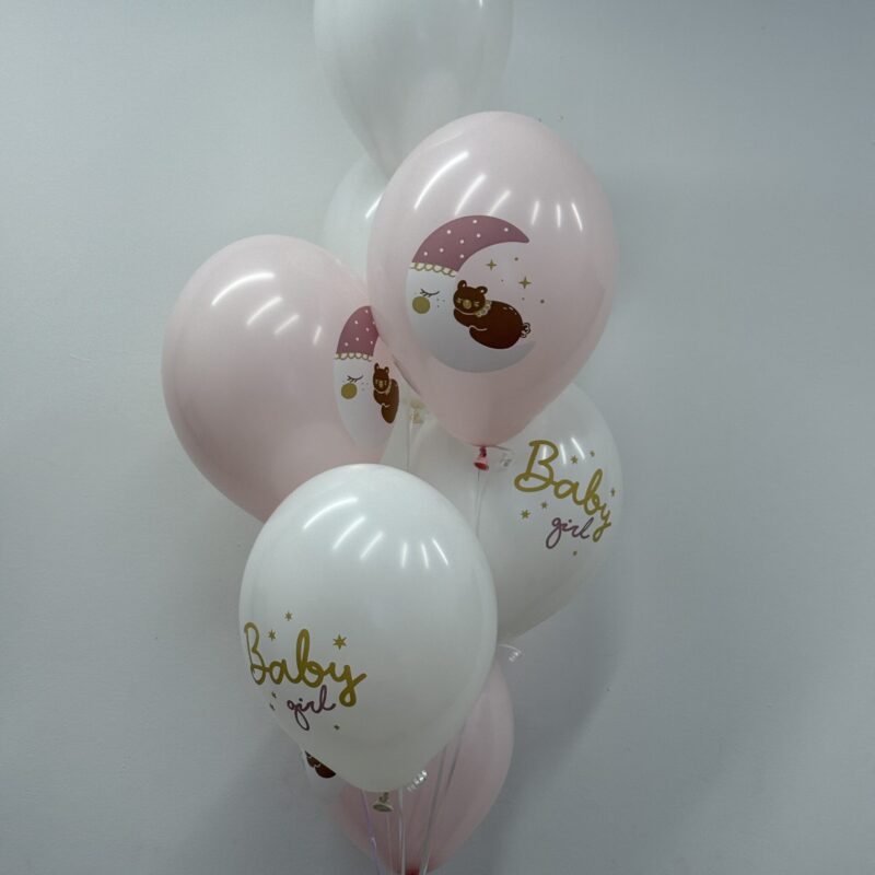 Zestaw balonów Baby Girl – różowe i białe balony na narodziny Poznan