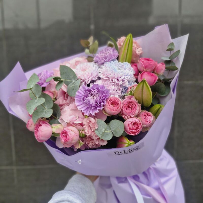 Bukiet pastelowy z róż i chryzantem | Kwiaty Poznań