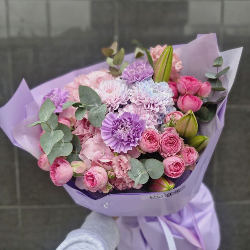 Bukiet pastelowy z róż i chryzantem | Kwiaty Poznań