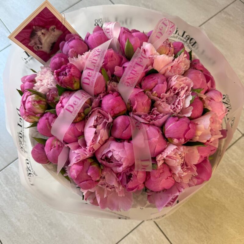 Bukiet z 51 piwonii w eleganckiej oprawie | Studio Deluxe