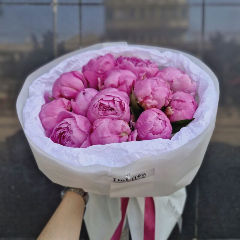 Piwonie w białej oprawie Studio Deluxe