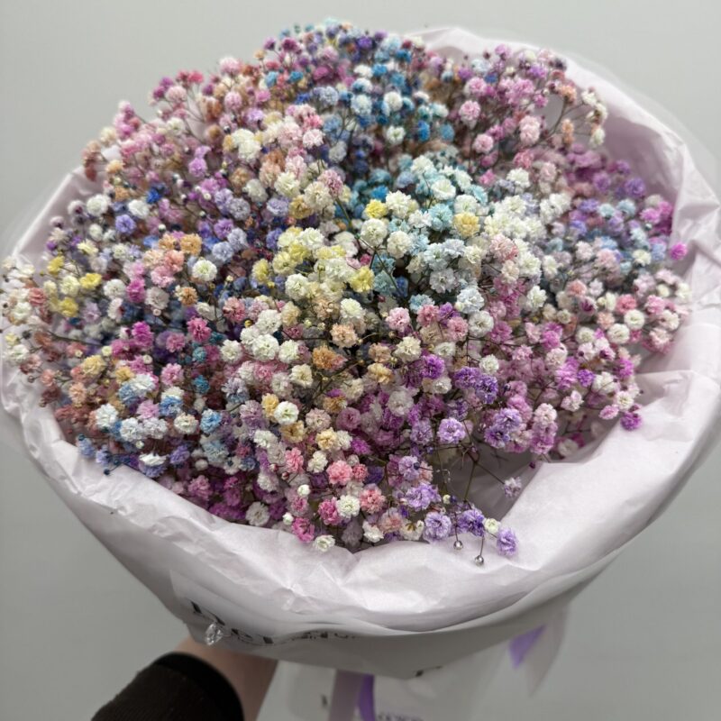 Duży bukiet pastelowej, kolorowej gipsówki – Studio Deluxe Poznań