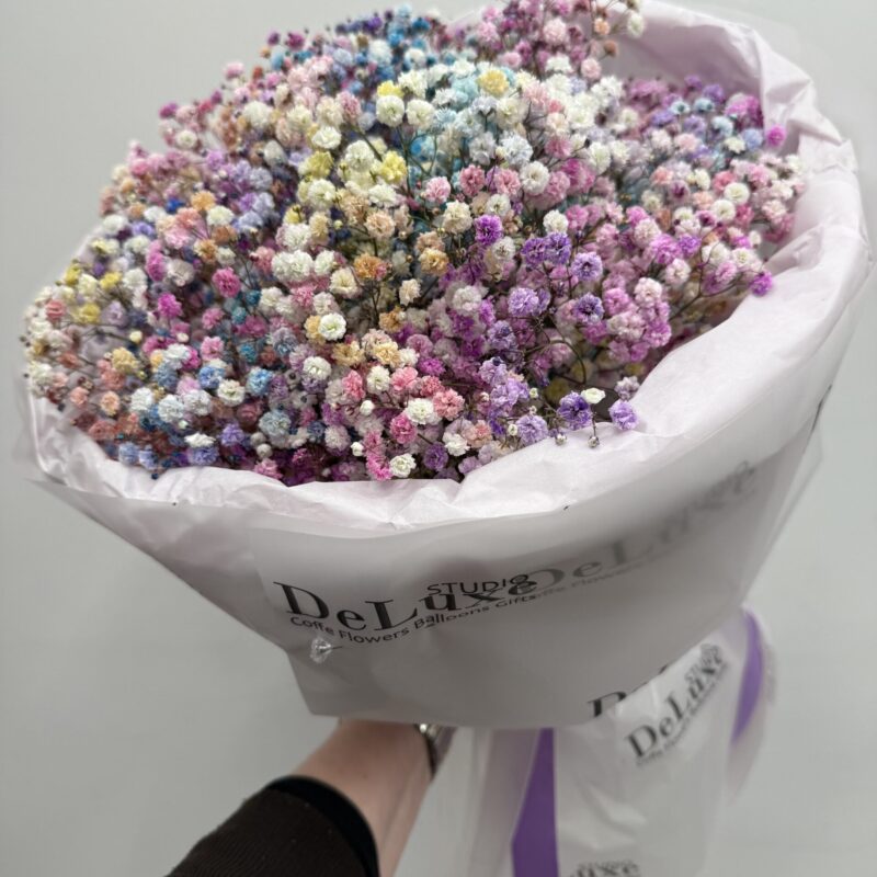 Bukiet kolorowej gipsówki – Studio Deluxe Poznań