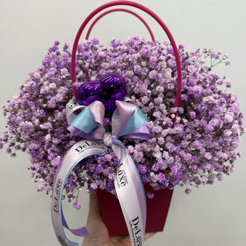 Gipsówka fioletowa w torebce | Monobukiet Poznań