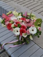 Dopaminowy bukiet z gerberą, anthurium i różą - obrazek 4