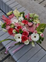Dopaminowy bukiet z gerberą, anthurium i różą - obrazek 2