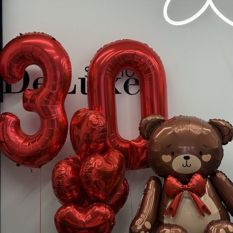 Zestaw balonów czerwony – dekoracja na urodziny, rocznice i Walentynki. Czerwone balony z dostawą w Poznaniu.