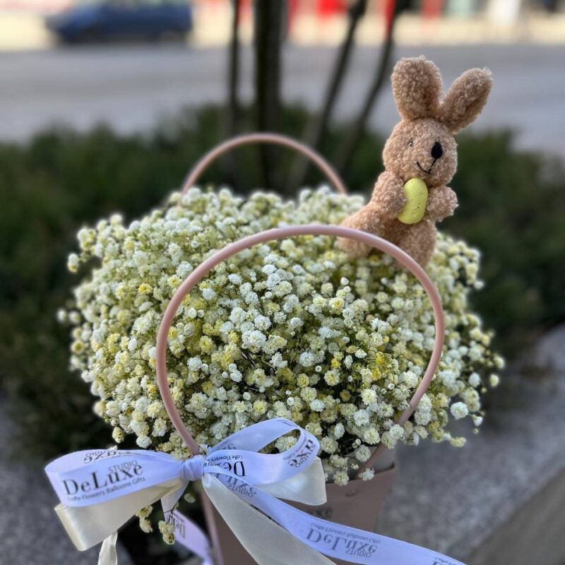 Bukiet z gipsówki w torebce | Delikatne kwiaty Poznań